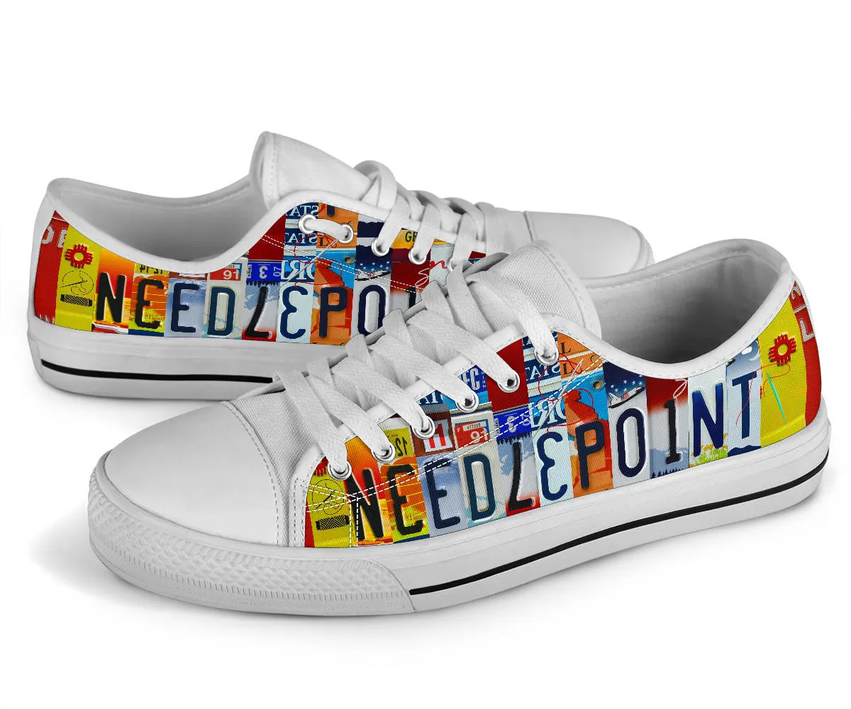 Needlepoint License Plate Shoes