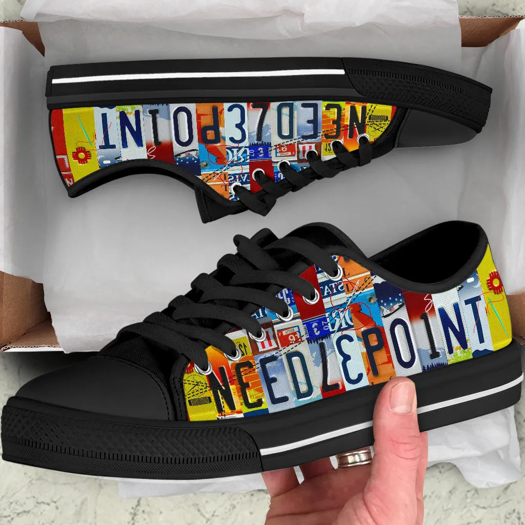 Needlepoint License Plate Shoes