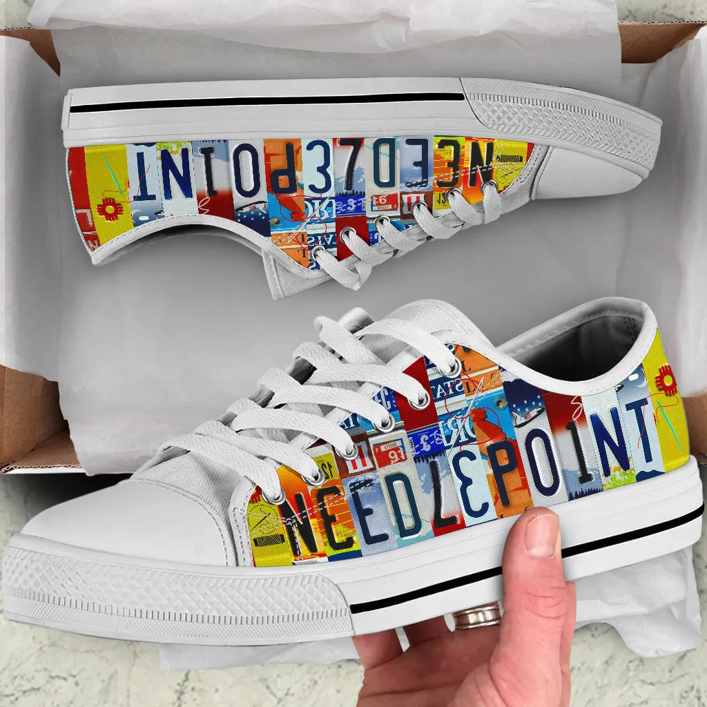 Needlepoint License Plate Shoes