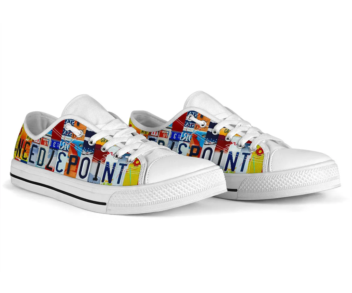 Needlepoint License Plate Shoes