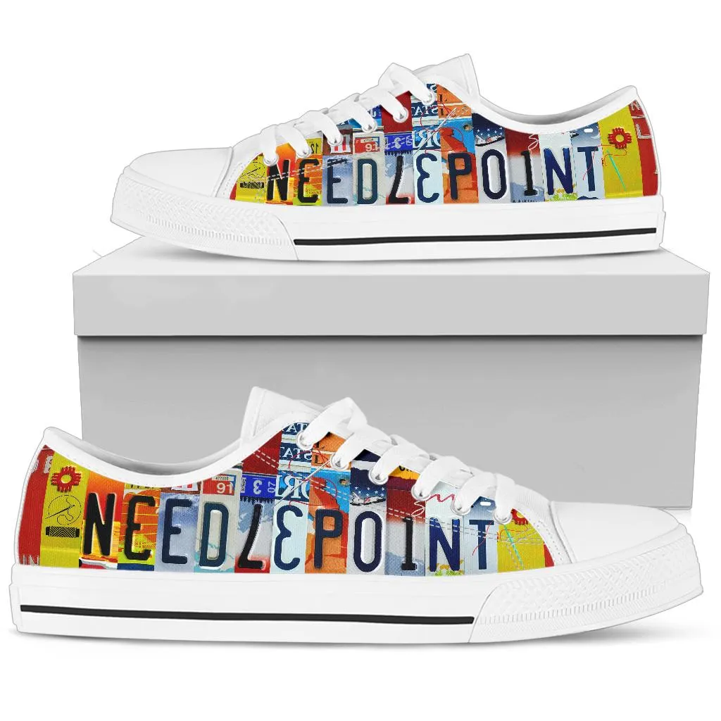 Needlepoint License Plate Shoes