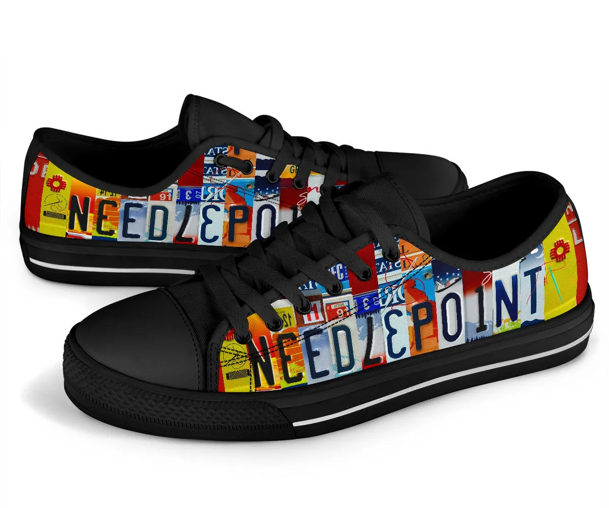 Needlepoint License Plate Shoes