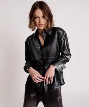 One Teaspoon - Metallic Tux Shirt - Silver