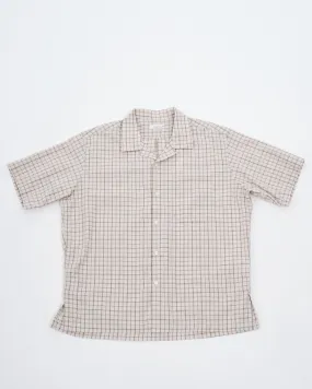 Open collar Panama Plaid S/S Shirt Beige