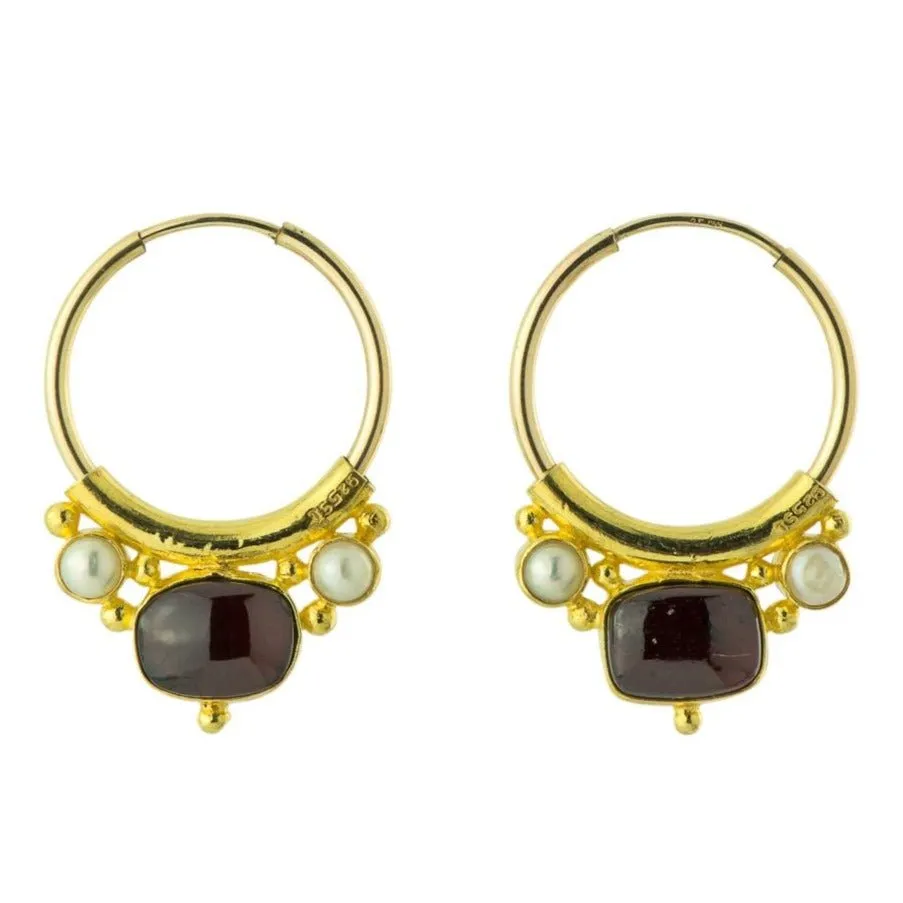 Othello Garnet and Pearl Earrings