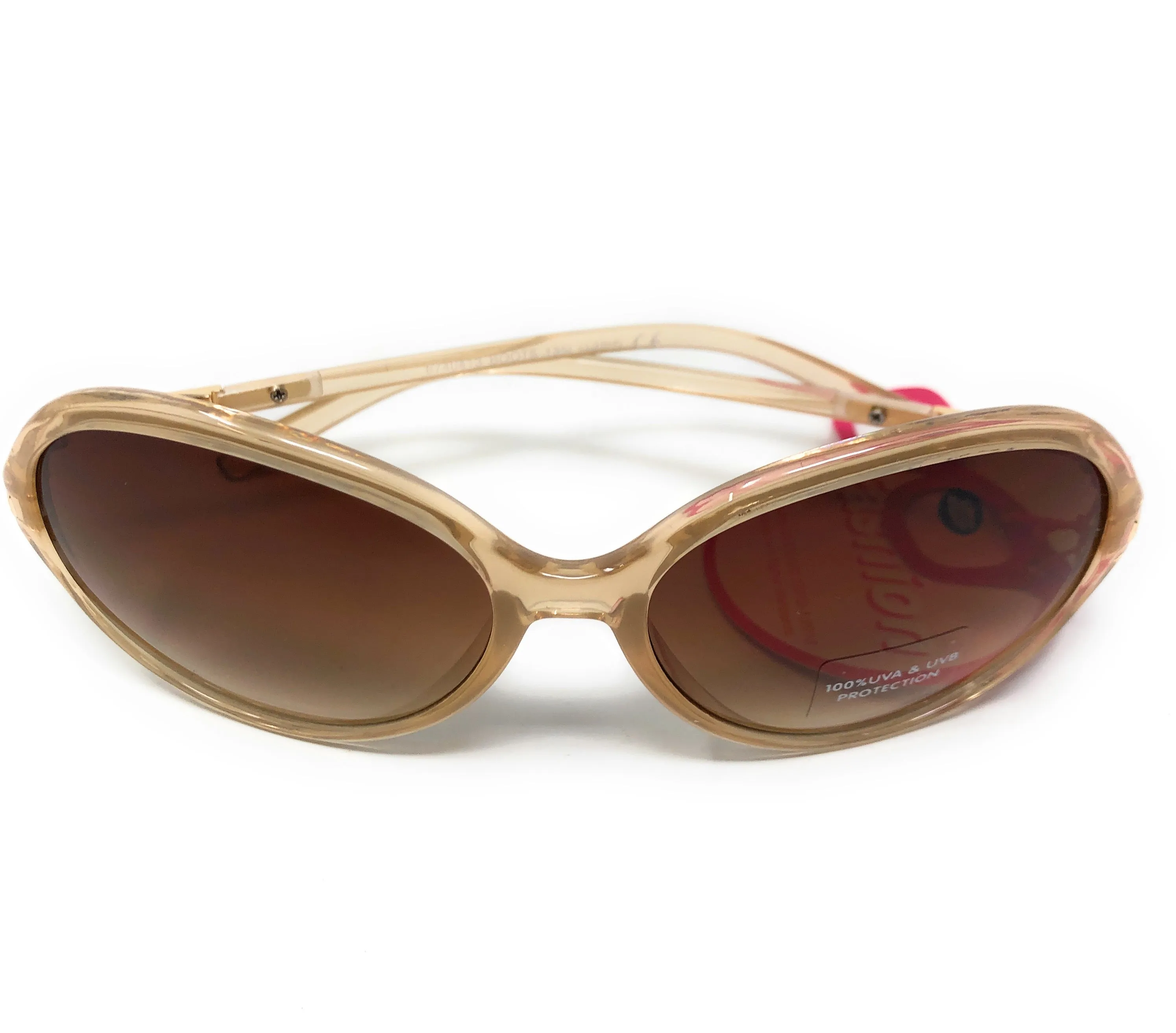 Oversized Women's Sunglasses by Boots (model 135I) Translucent Gold Frame and Brown Lenses with full UV Protection