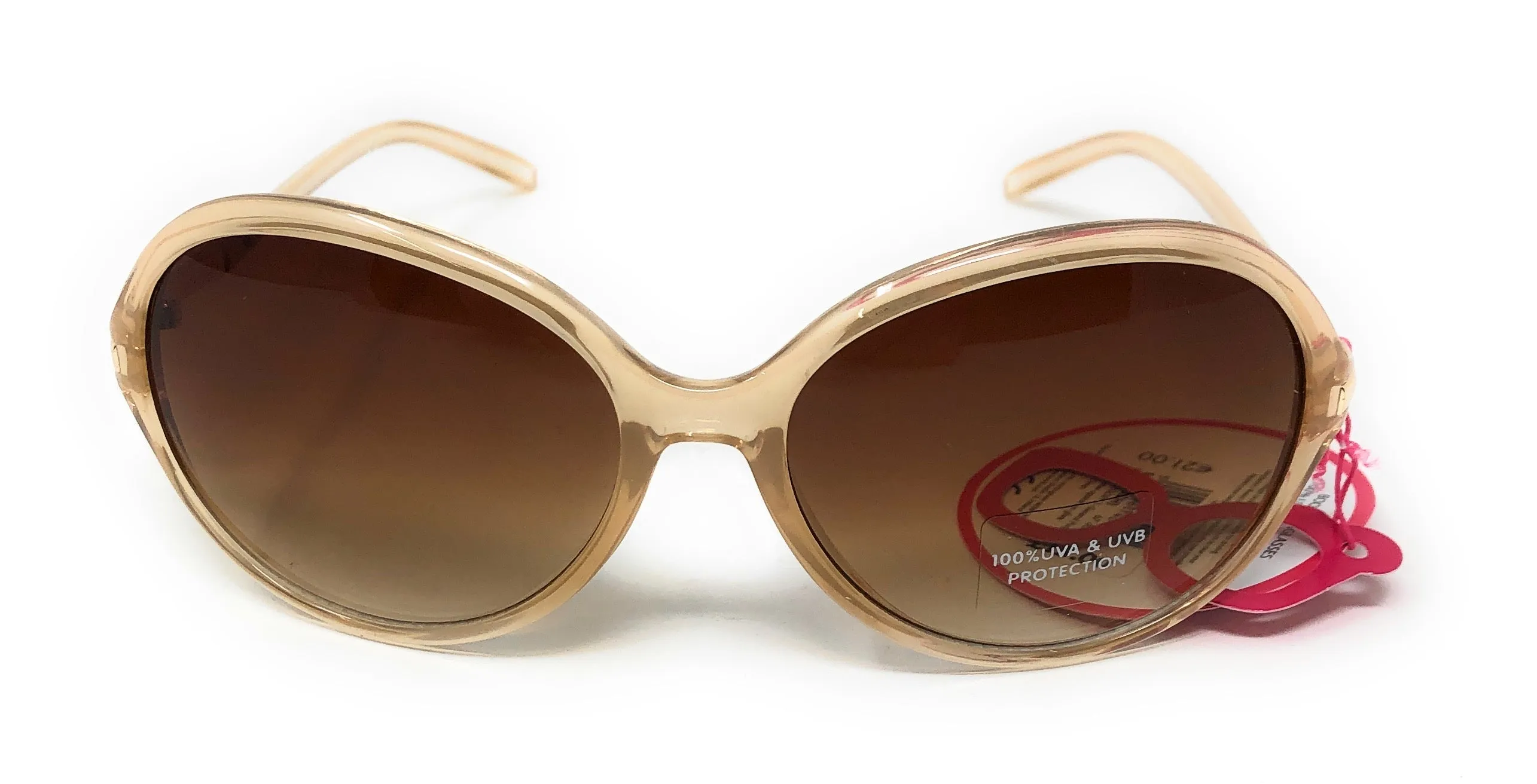 Oversized Women's Sunglasses by Boots (model 135I) Translucent Gold Frame and Brown Lenses with full UV Protection