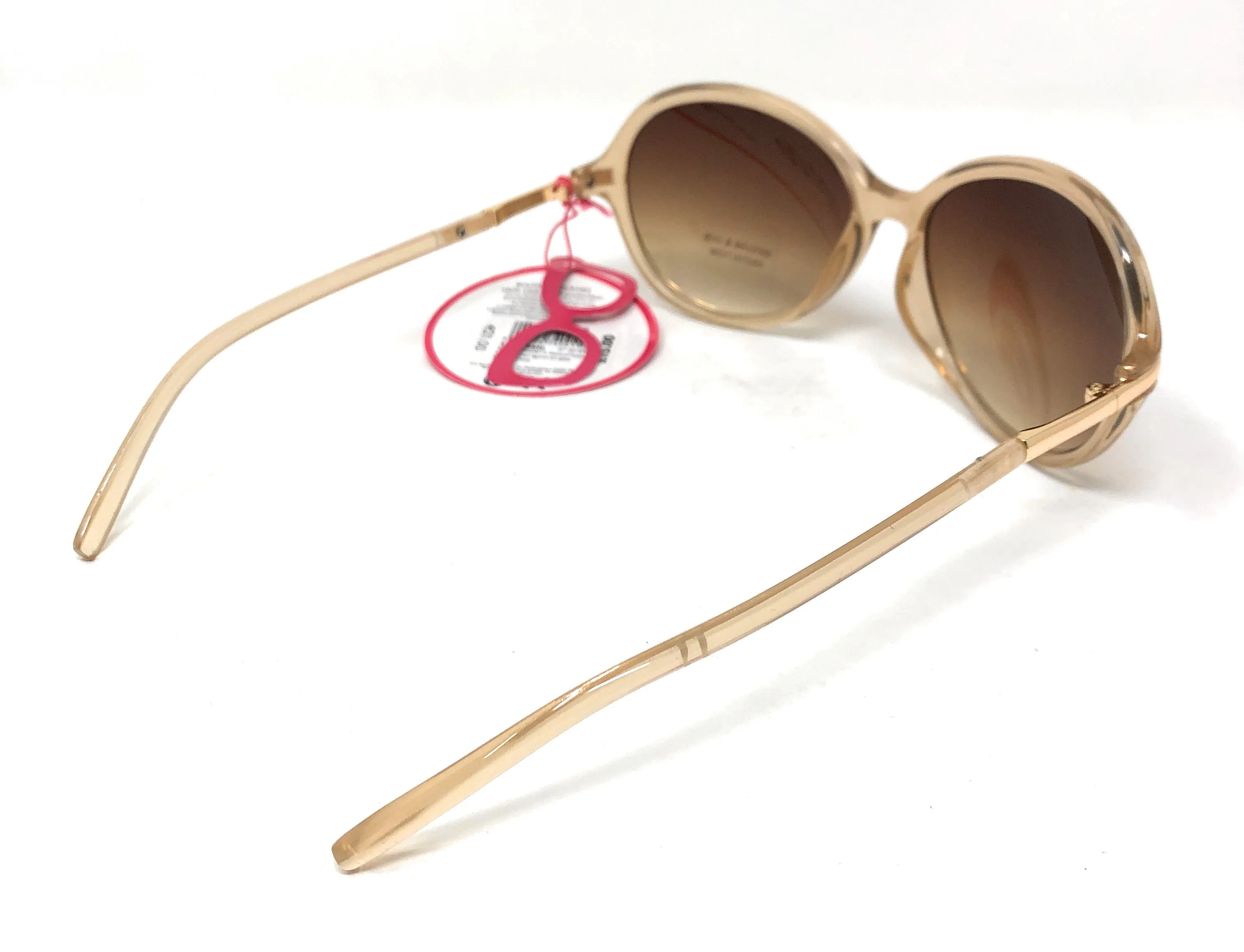 Oversized Women's Sunglasses by Boots (model 135I) Translucent Gold Frame and Brown Lenses with full UV Protection