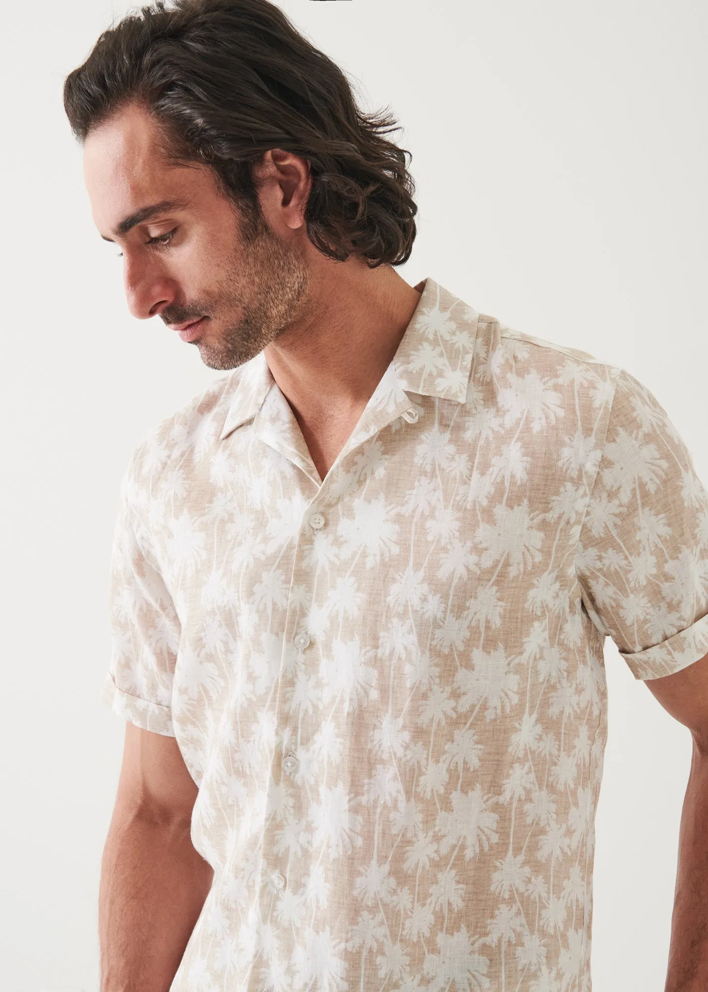 PALM TREE PRINT LINEN SHIRT