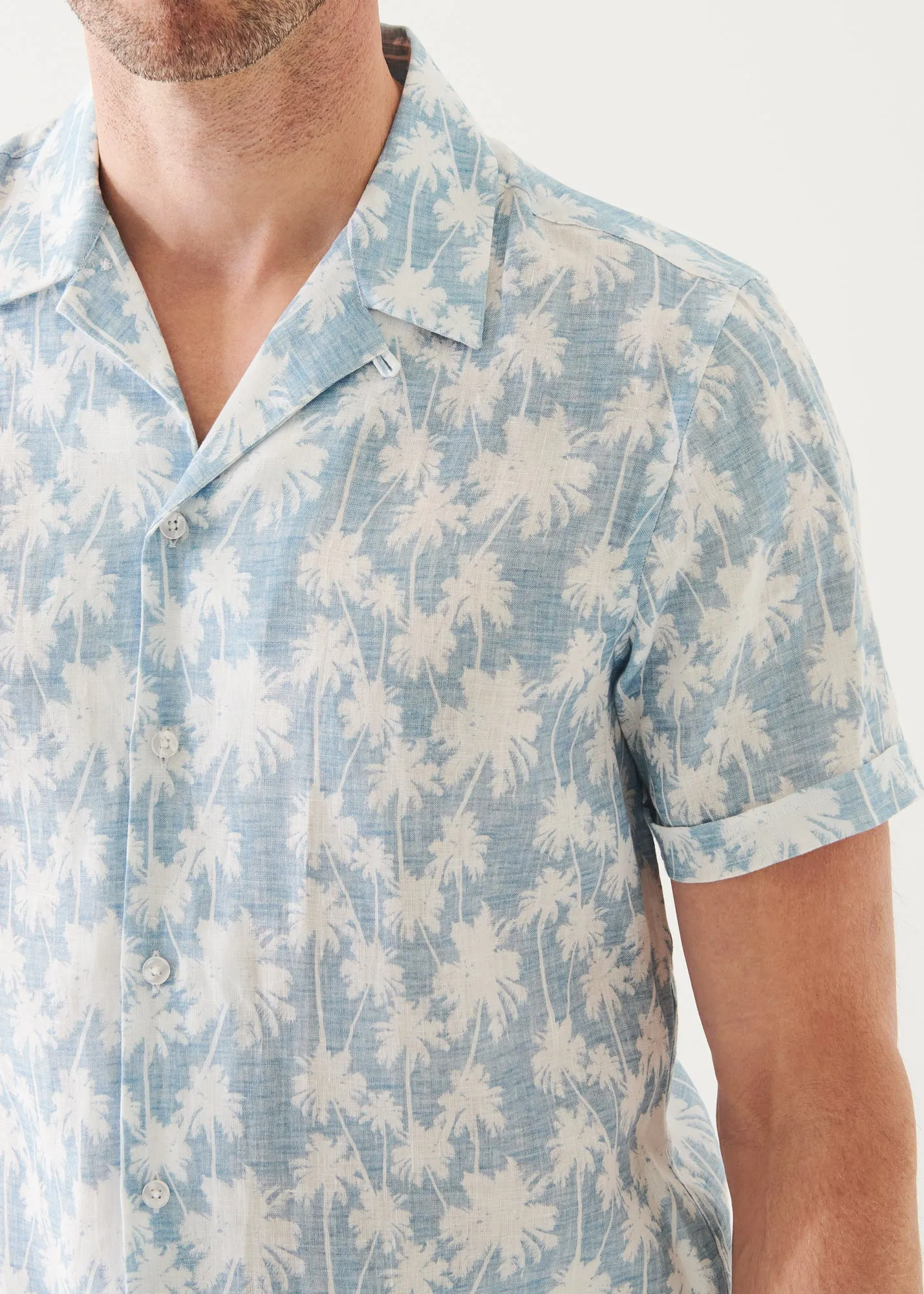 PALM TREE PRINT LINEN SHIRT