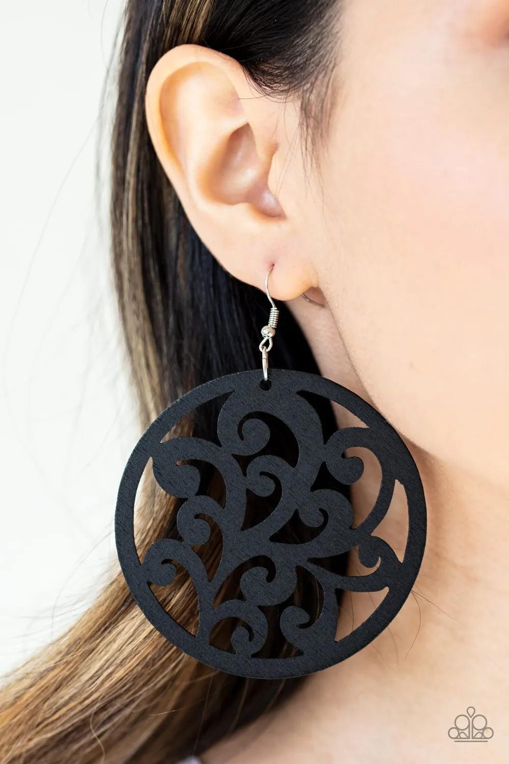 Paparazzi Fresh Off The Vine - Black Wood Earrings