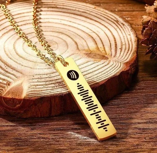 Personalized Bar Necklace Spotify Code Necklace Custom Music Spotify Scan Code Necklace