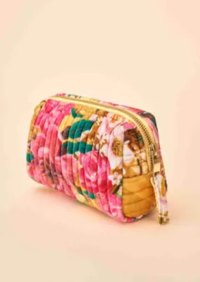 Powder - Quilted Velvet Vanity Bag - Impressionist Floral Mustard