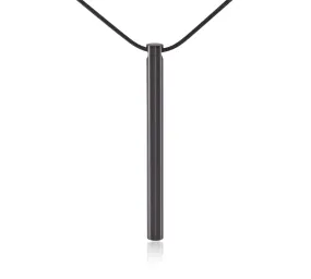 PT300B B.Tiff Plain Bar Black Anodized Stainless Steel Pendant Necklace