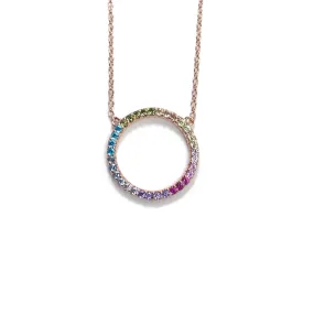 Rainbow CZ Open Circle Necklace