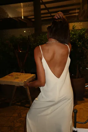 ROBE DOS NU EN SOIE BLANCHE- "CRUISE"