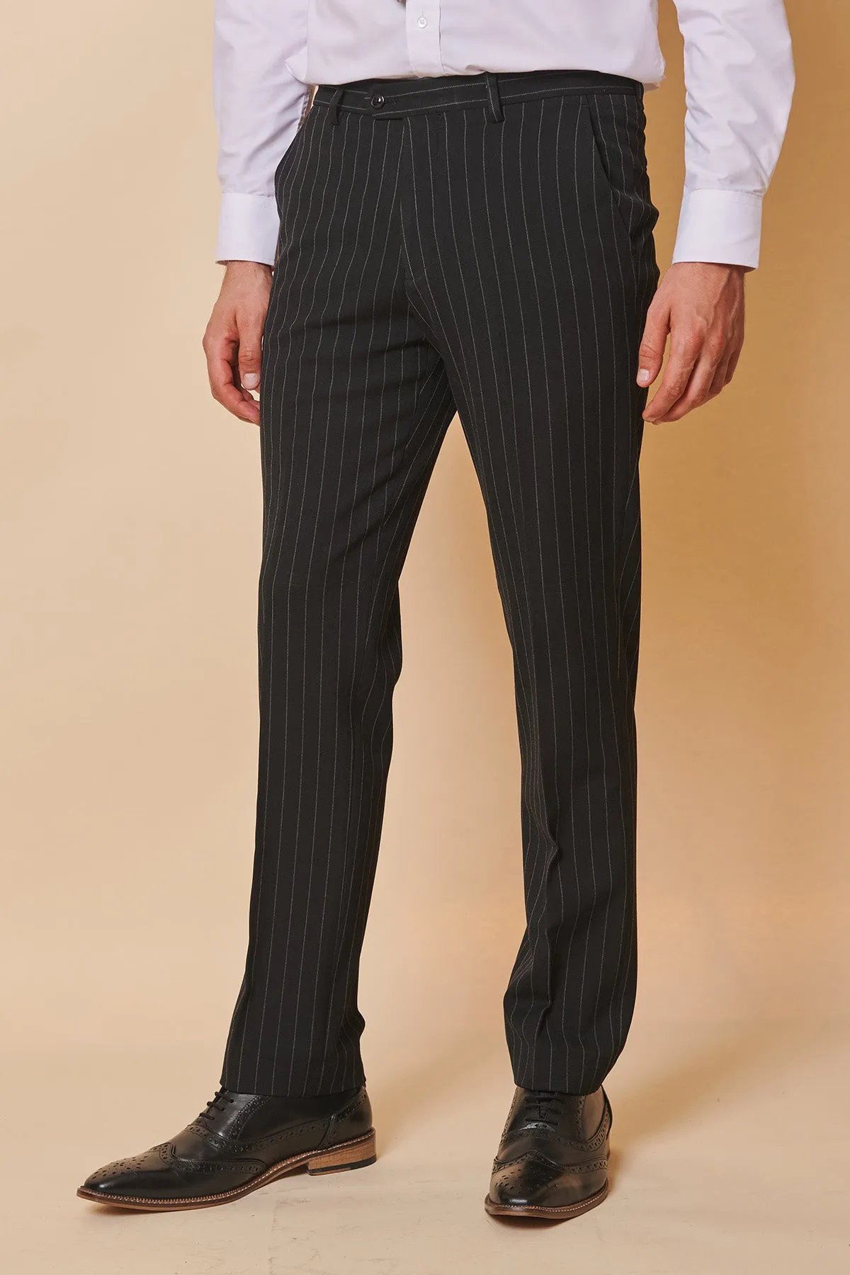 ROCCO - Black Pinstripe Double Breasted Two Piece Suit