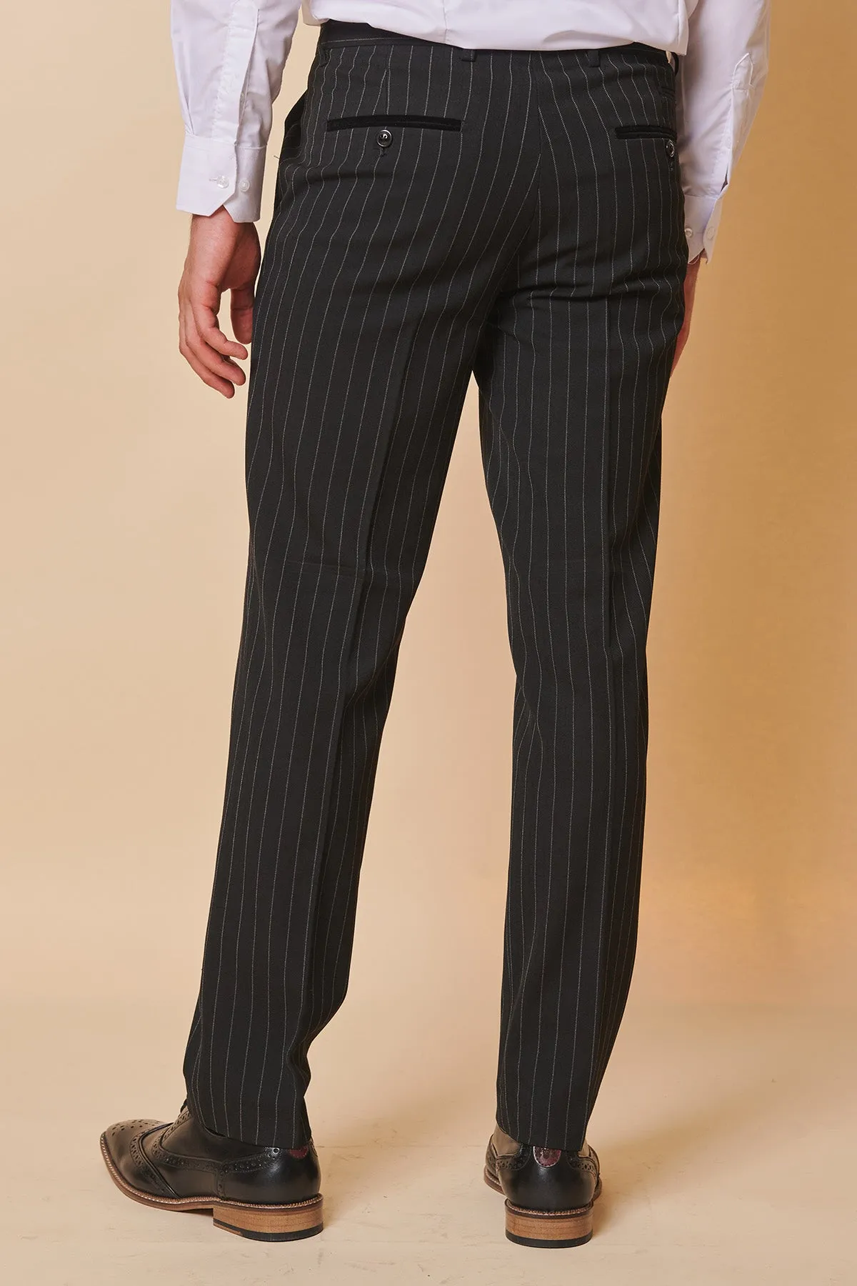 ROCCO - Black Pinstripe Double Breasted Two Piece Suit