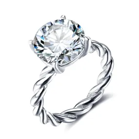 Round Cubic Zirconia Sterling Silver Ring