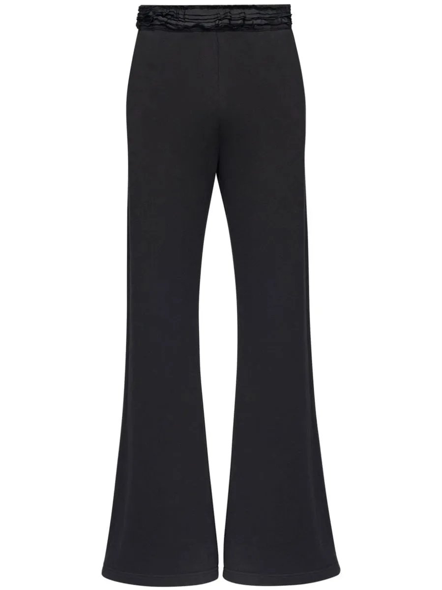 RUFFLED-WAIST FLARED TROUSERS