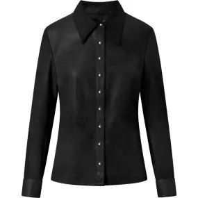 Simple and classic shirt in soft leather / 50596 - Black (Nero)