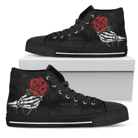 Skull Hand and Rose High Top Shoe