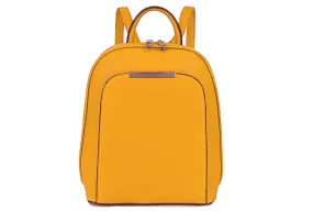 SMALL MULTI COMPARTMENT CROSS BODY BACKPACK WITH TOP HANDLE - MUSTARD YELLOW