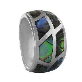 Sterling Silver Abalone Paua Shell Tapered Band Ring