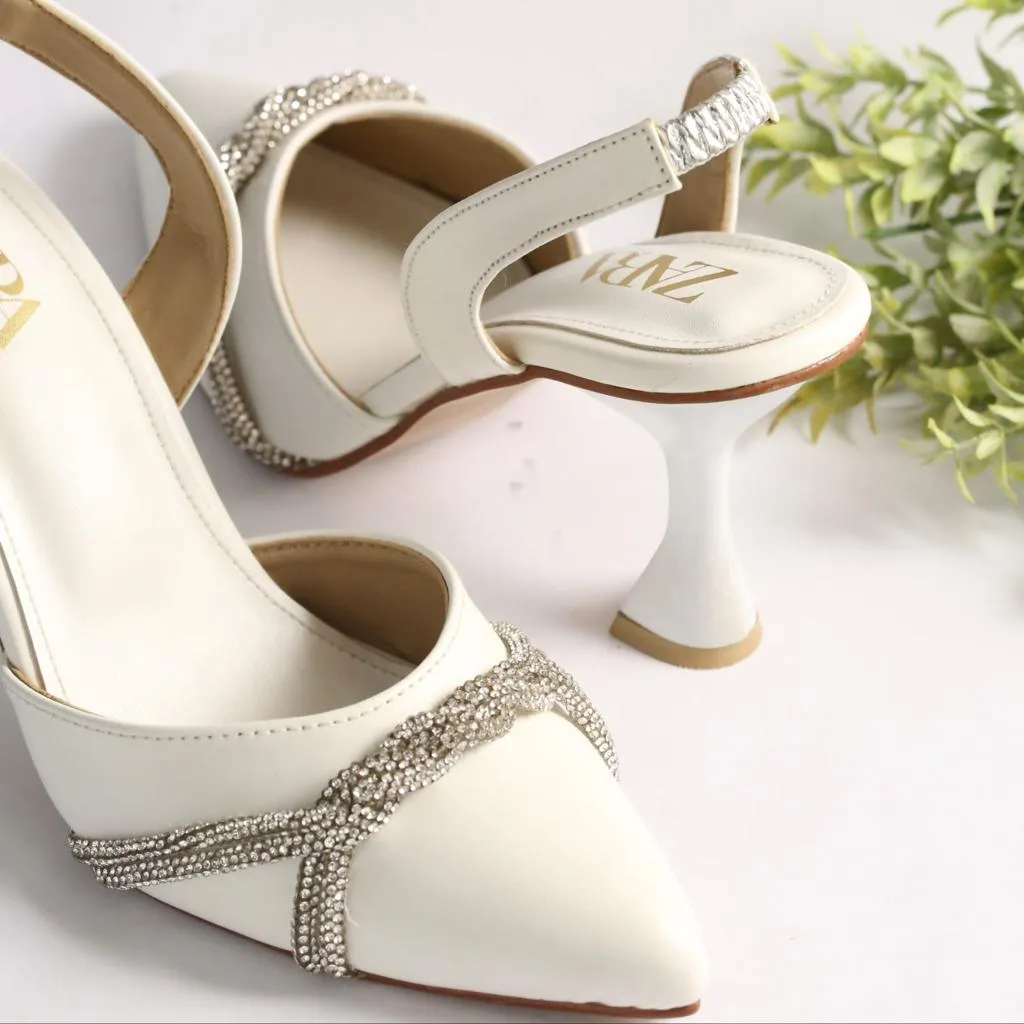 Stylish Rhinestone Slingback Heels For Women