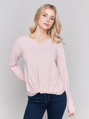 Sweater with Front Knot Detail -Quartz