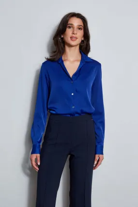 T-Tahari Satin Long Sleeve Button Down Shirt