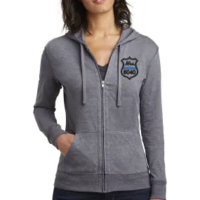 Thin Blue Line Badge Women’s Fitted Jersey Full-Zip Hoodie