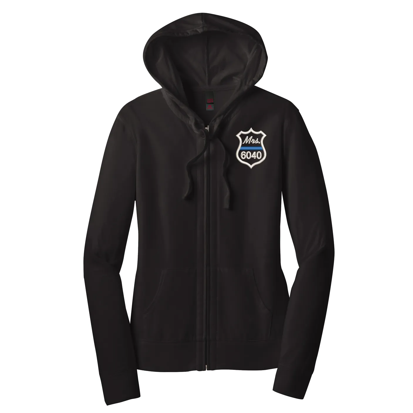 Thin Blue Line Badge Women’s Fitted Jersey Full-Zip Hoodie