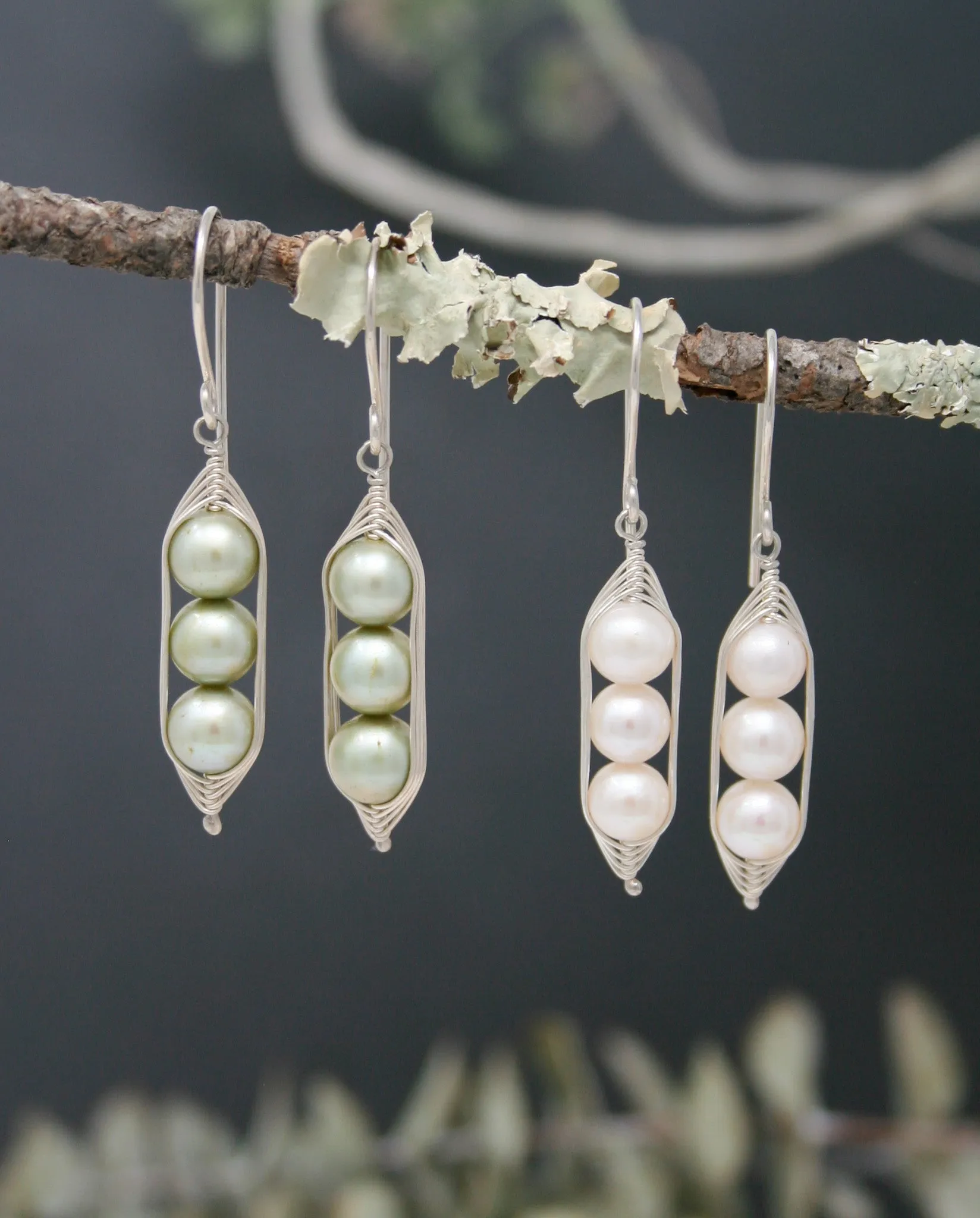 Three peas in a pod earrings [made to order]