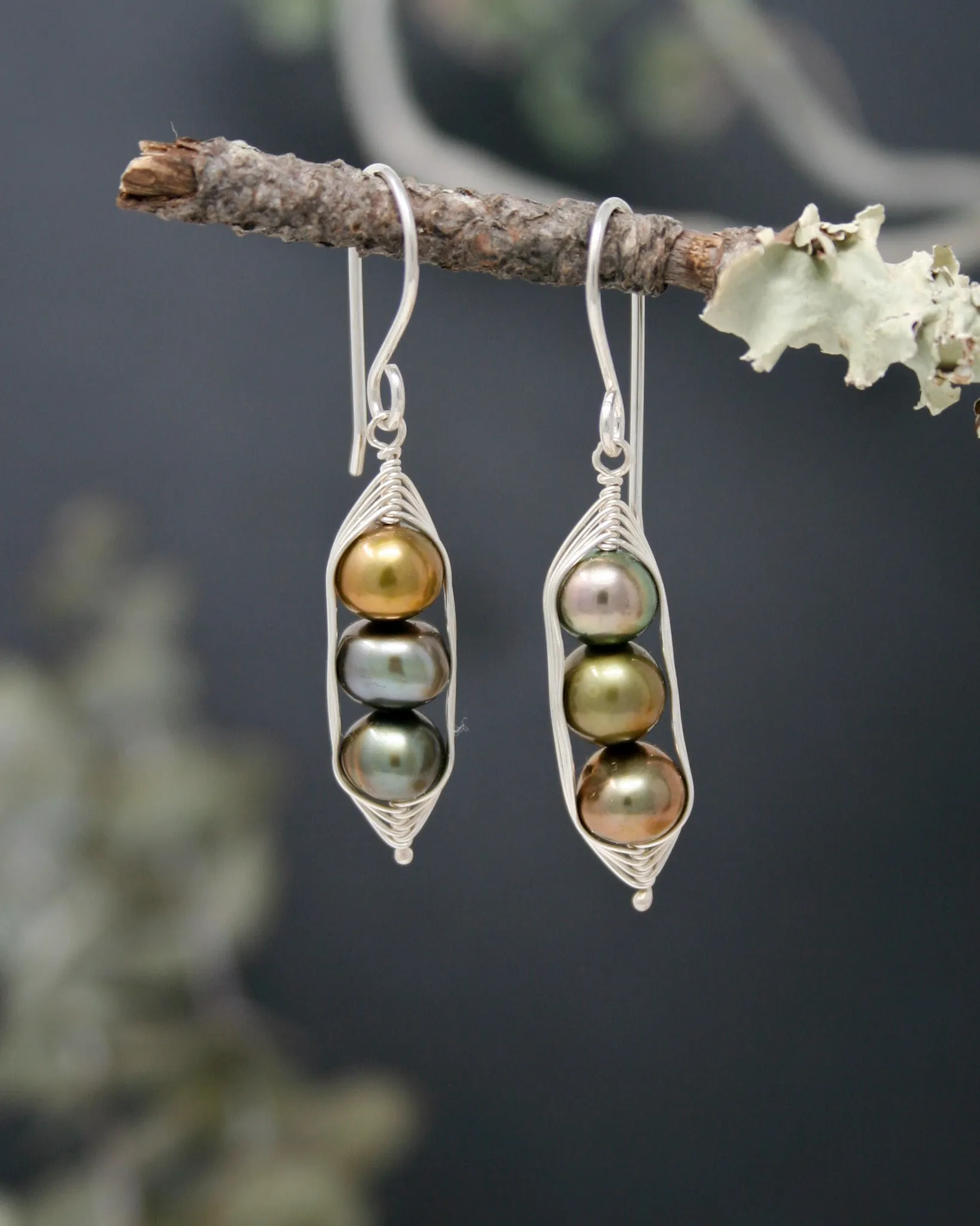 Three peas in a pod earrings [made to order]