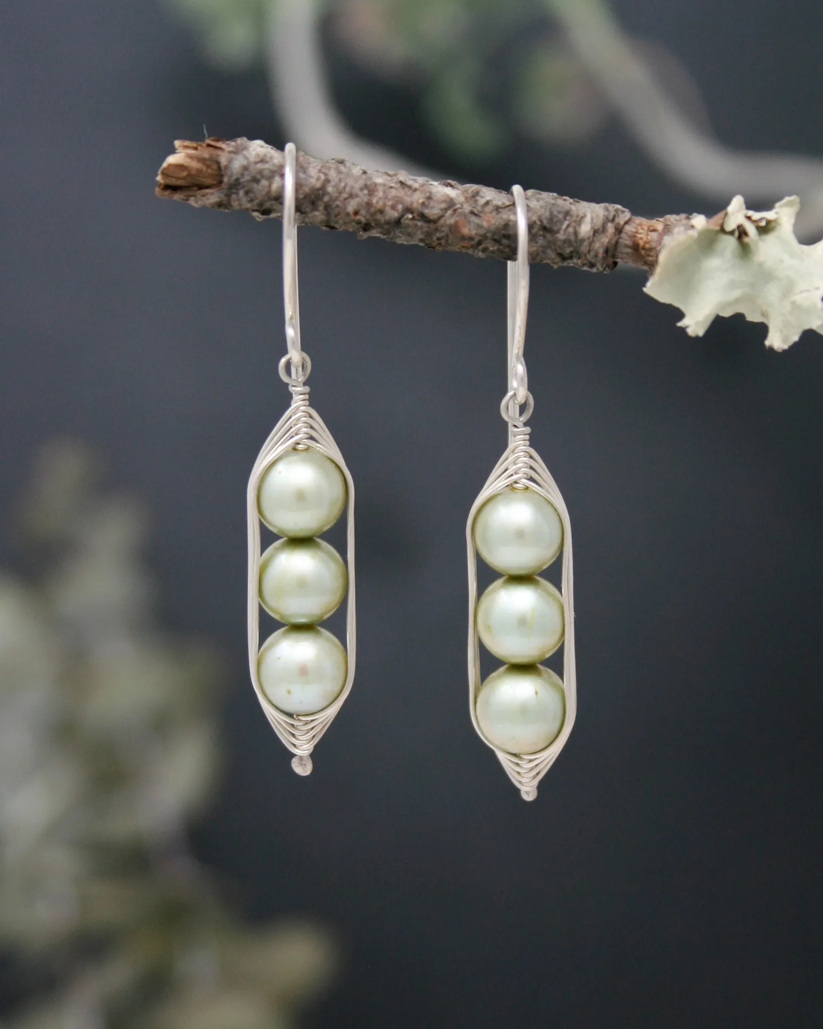 Three peas in a pod earrings [made to order]