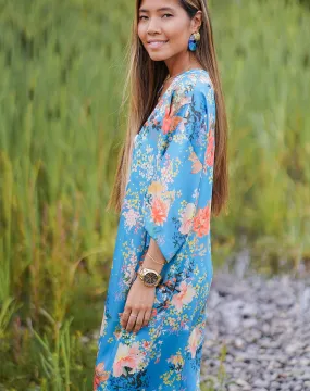 Tropical Zero Waste Kimono turquoise - Women