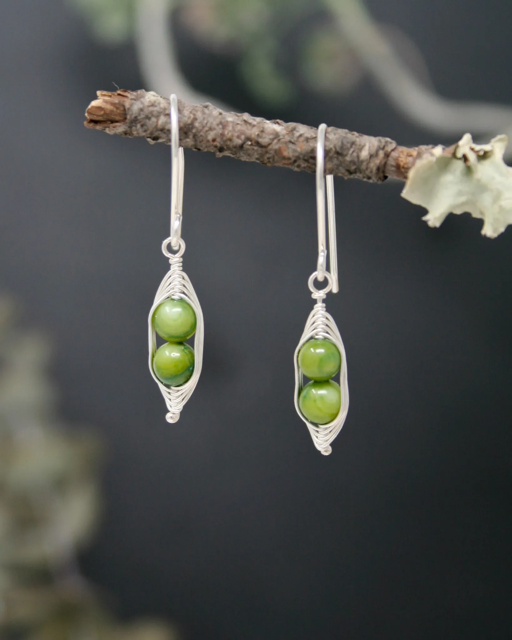 Two peas in a pod earrings [made to order]