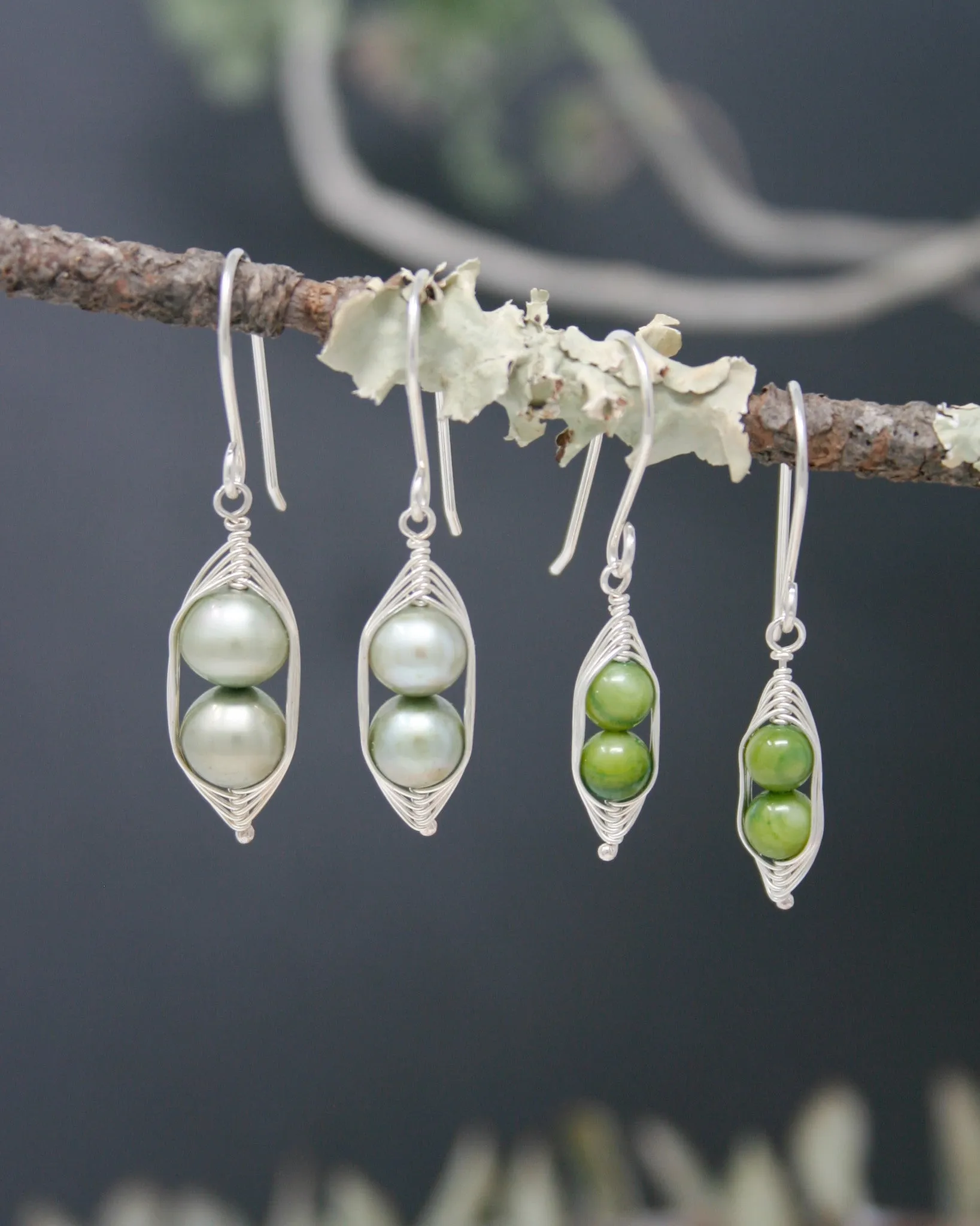 Two peas in a pod earrings [made to order]