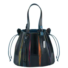 Via Veneta Provoque Fern Ostrich Leg Handbag | Black Multi