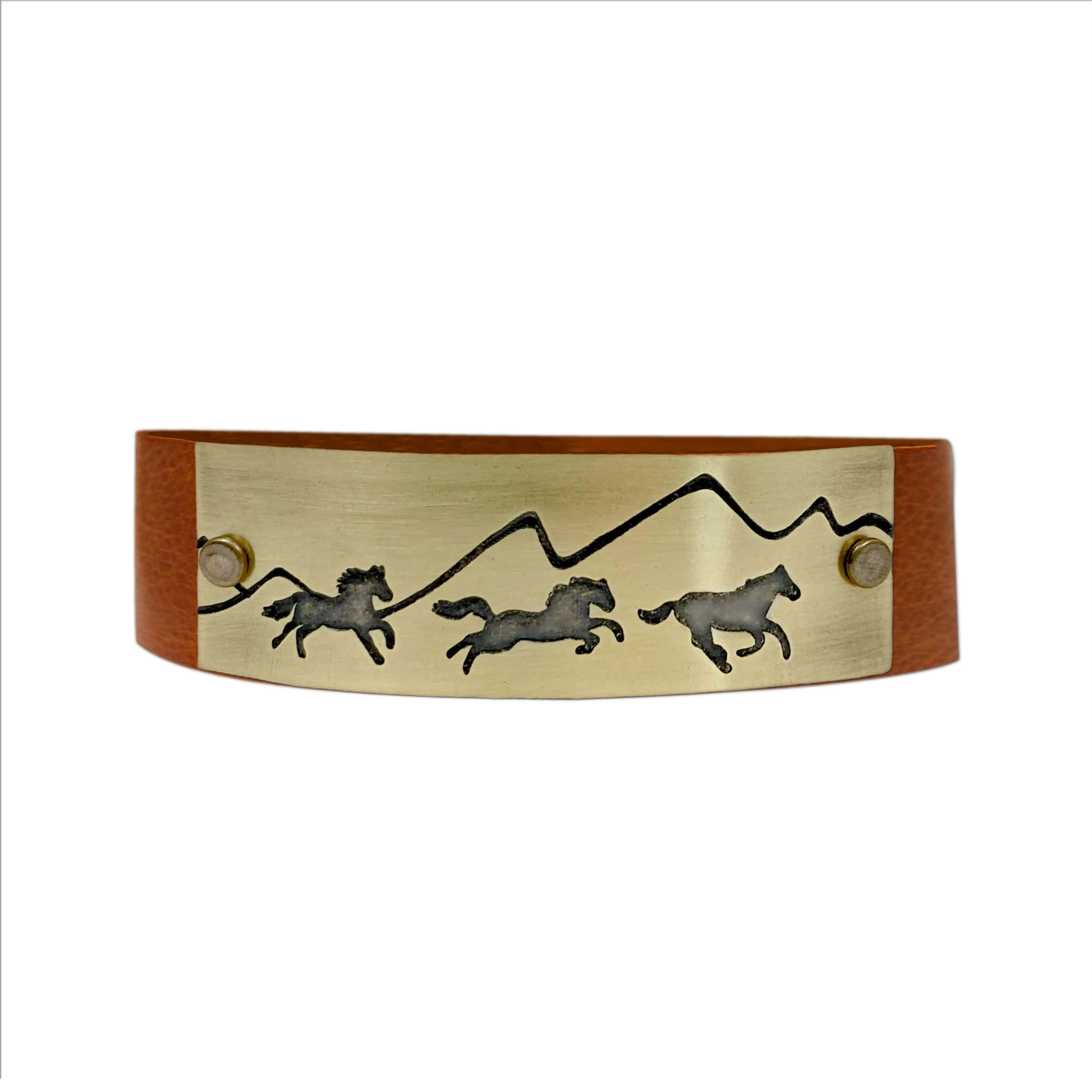 Wild Horses Leather Cuff Bracelet