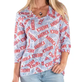 Women's America 3/4 Sleeve Patriotic Shirt